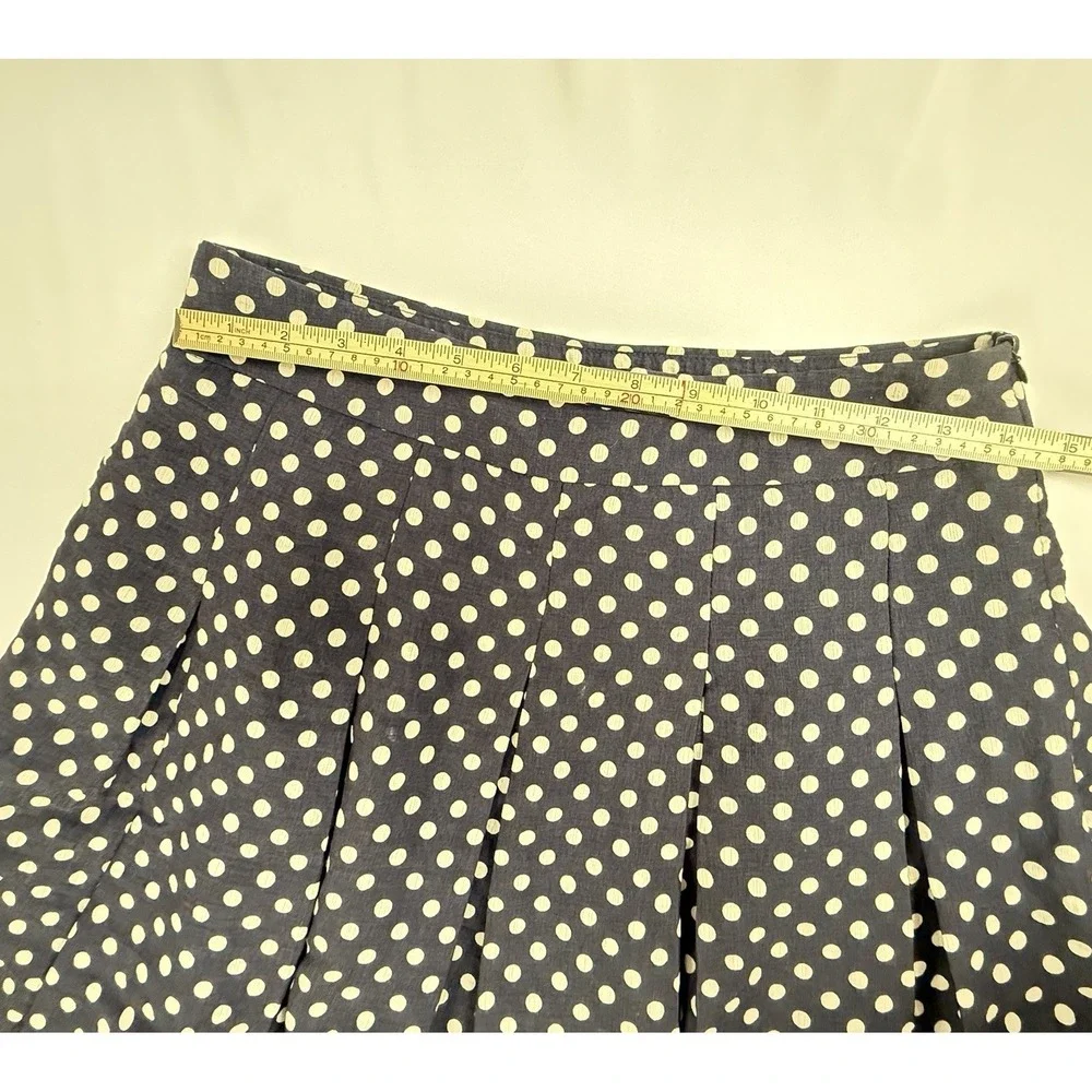 Vintage 80s Polka‎ Dot Skirt Nautical Red Stripe Hem Retro M